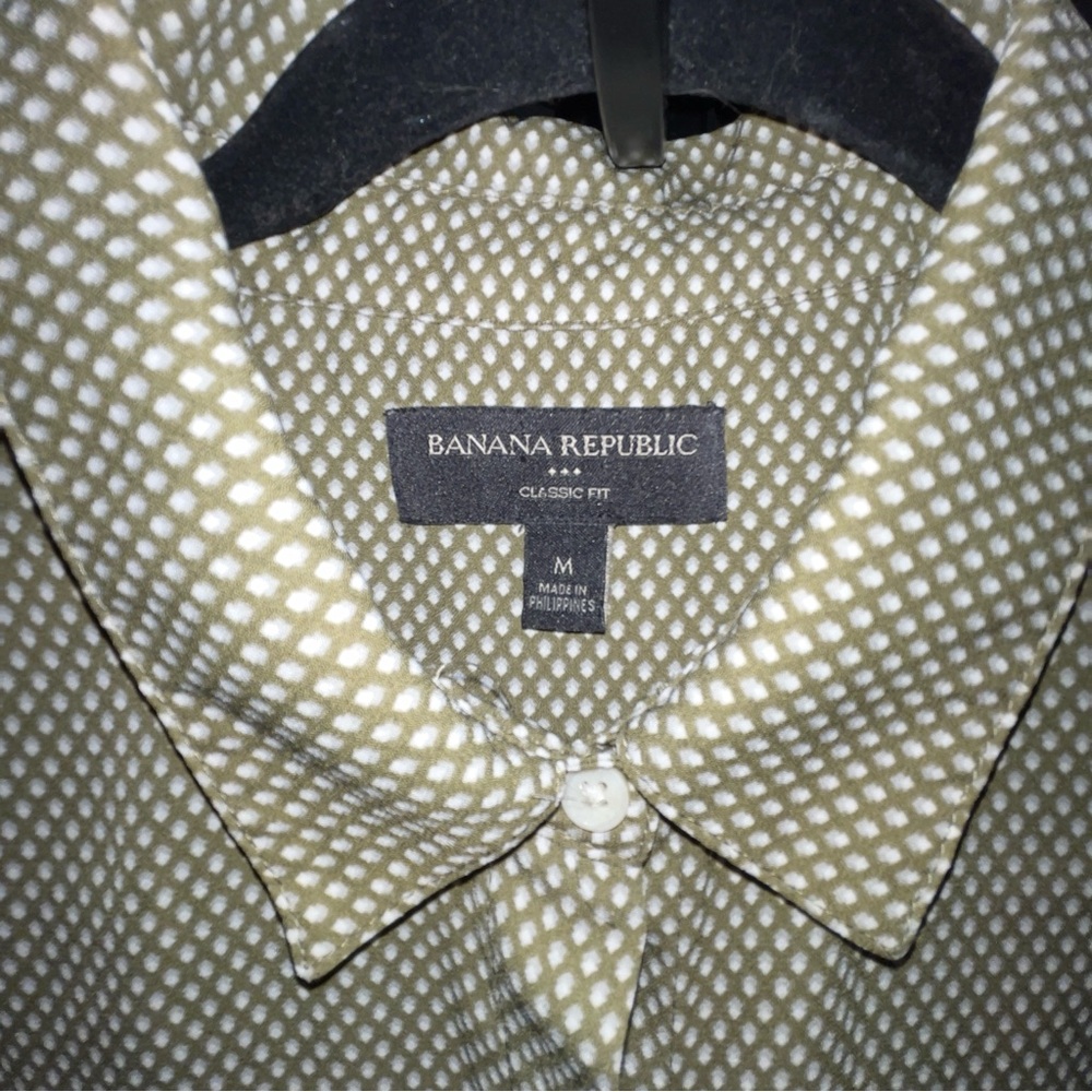 Banana Republic Women's Olive and White Polka Dot Blouse